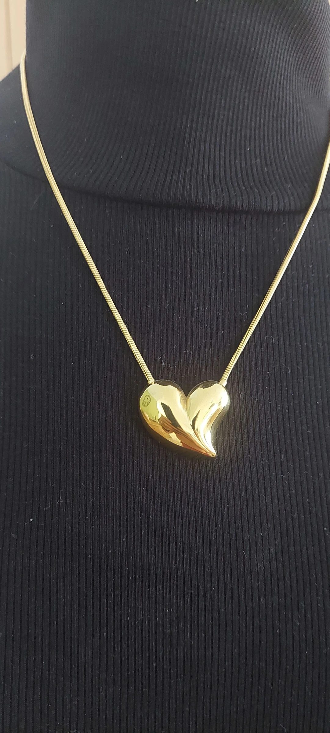 Vergulde Hart Ketting van Roestvrij Staal (S. Steel) – Snake Stijl / Ronde Schakel ✨ – photo 2